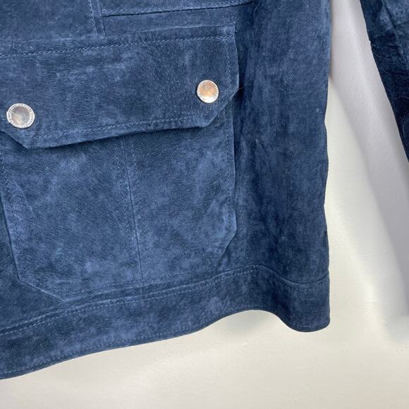 Isaac Mizrahi Live Blue Suede Leather Moto Jacket Coat Fall Winter Womens 22W 22 - Picture 6 of 13